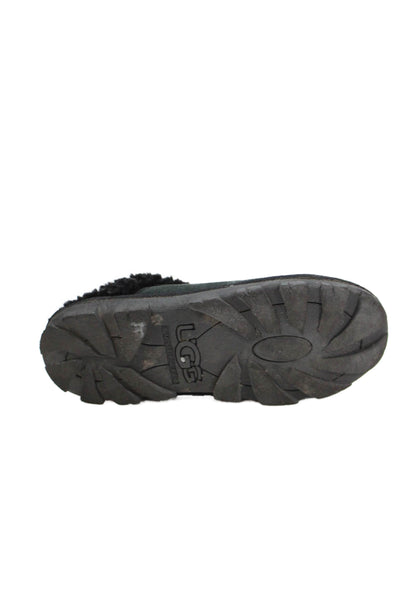 UGG Australia Womens Slip On Shearling Lined Logo Mules Slippers Black Size 7