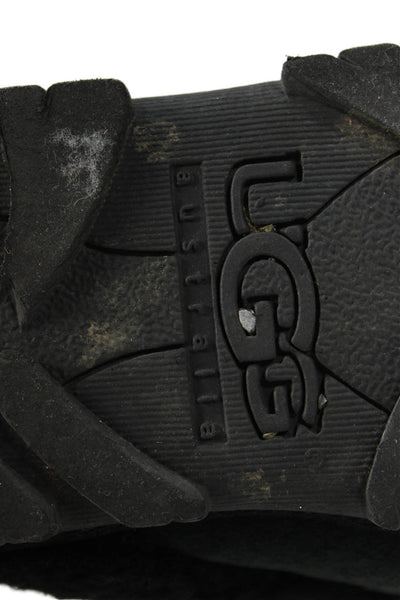 UGG Australia Womens Slip On Shearling Lined Logo Mules Slippers Black Size 7