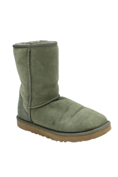 UGG Australia Womens Slip On Shearling Lined Snow Boots Green Suede Size 7