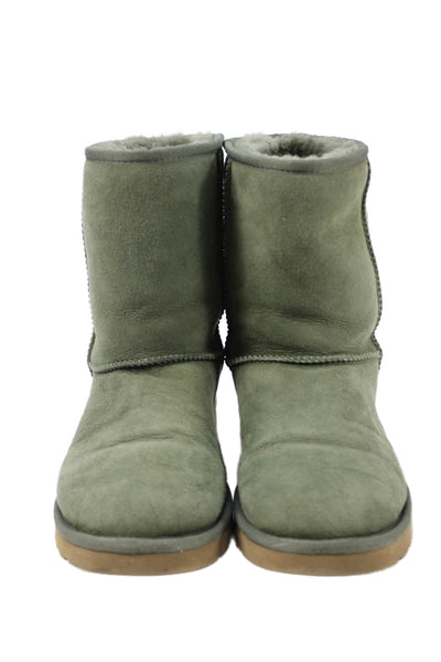 UGG Australia Womens Slip On Shearling Lined Snow Boots Green Suede Size 7