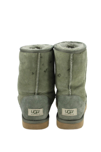 UGG Australia Womens Slip On Shearling Lined Snow Boots Green Suede Size 7