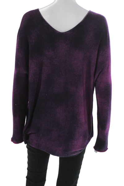 120% Womens Cashmere V-Neck Pullover Sweater Purple Long Sleeve Size L