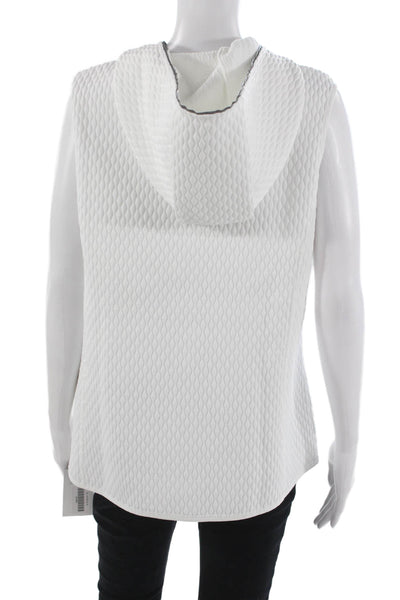 JoFit Women White Sleeveless Basic Jacket Geometric Zip Polyester Size XL
