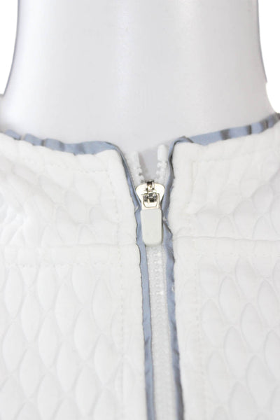 JoFit Women White Sleeveless Basic Jacket Geometric Zip Polyester Size XL