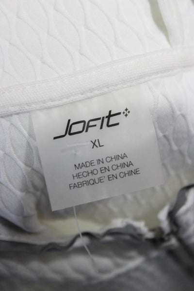 JoFit Women White Sleeveless Basic Jacket Geometric Zip Polyester Size XL