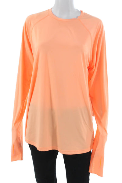 JoFit Women Basic T-Shirt Orange Long Sleeve Crew Neck Polyester Size 2XL