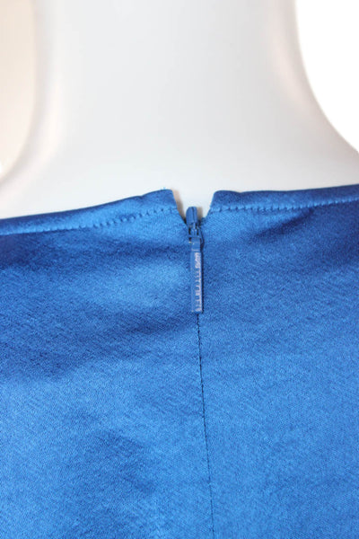 Ted Baker London Womens Short Sleeve Round Neck Zip Basic Blouse Blue Size 1