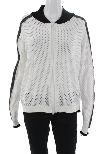 Threads of Privilege Womens White Spotted Track Jacket Long Sleeve Zip Size XL