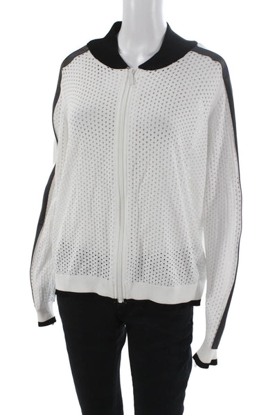 Threads of Privilege Womens White Spotted Track Jacket Long Sleeve Zip Size XL