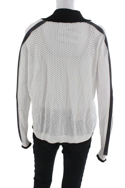 Threads of Privilege Womens White Spotted Track Jacket Long Sleeve Zip Size XL