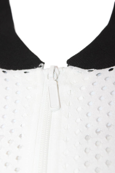 Threads of Privilege Womens White Spotted Track Jacket Long Sleeve Zip Size XL