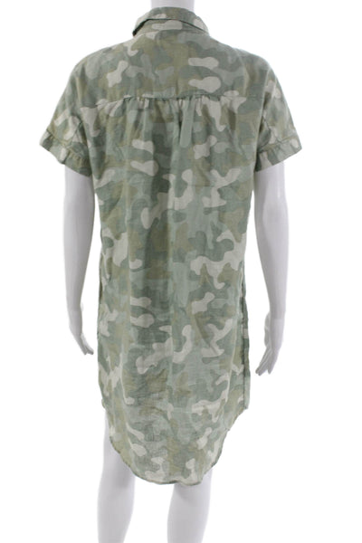 C & C California Womens Shirt Dress Multicolor Linen Collared Button Size S