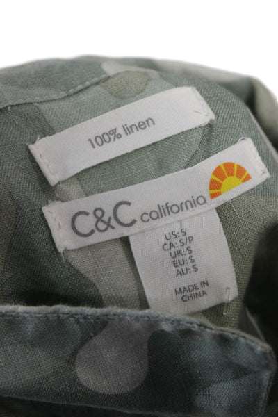 C & C California Womens Shirt Dress Multicolor Linen Collared Button Size S