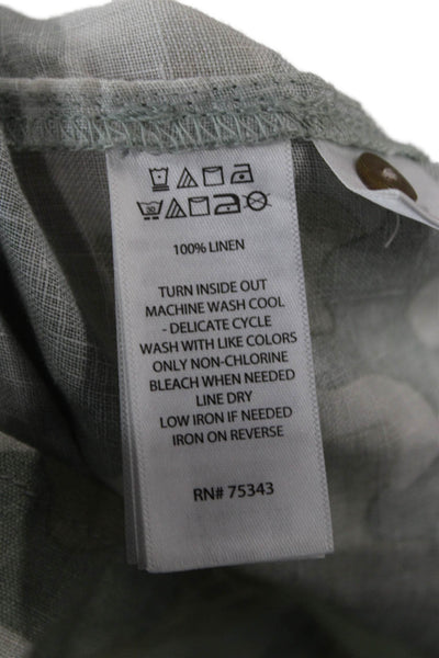 C & C California Womens Shirt Dress Multicolor Linen Collared Button Size S