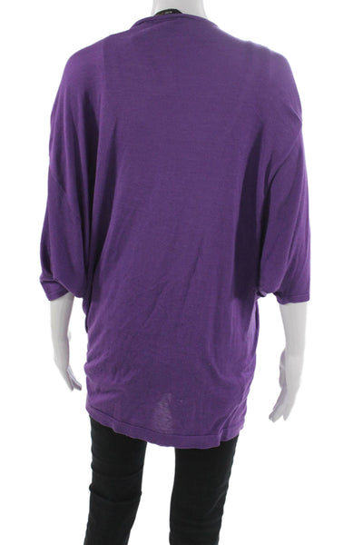 BCBGMAXAZRIA Womens Silk V-Neck Tunic 3/4 Sleeve Purple Size S