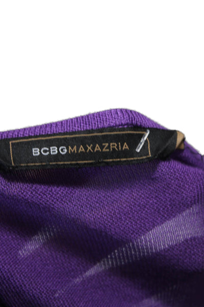 BCBGMAXAZRIA Womens Silk V-Neck Tunic 3/4 Sleeve Purple Size S