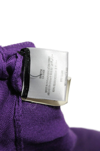 BCBGMAXAZRIA Womens Silk V-Neck Tunic 3/4 Sleeve Purple Size S