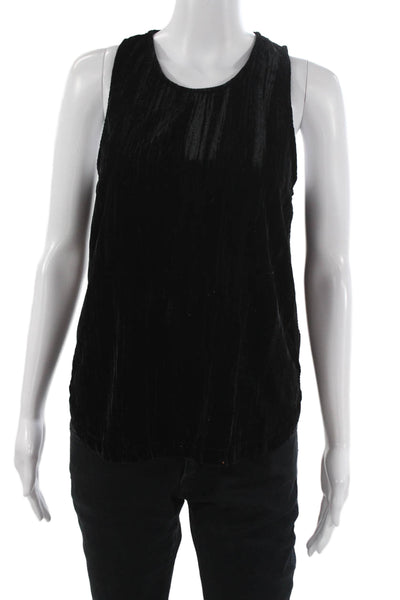 Feel The Piece Women Basic Tank Top Black Polyester Round Neck Size XS