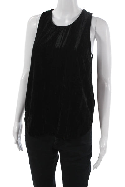 Feel The Piece Women Basic Tank Top Black Polyester Round Neck Size XS