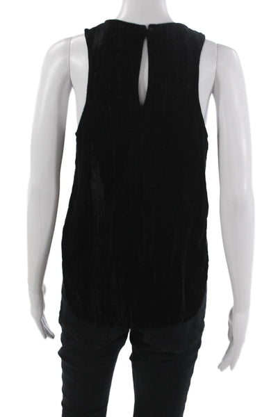 Feel The Piece Women Basic Tank Top Black Polyester Round Neck Size XS