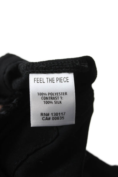 Feel The Piece Women Basic Tank Top Black Polyester Round Neck Size XS