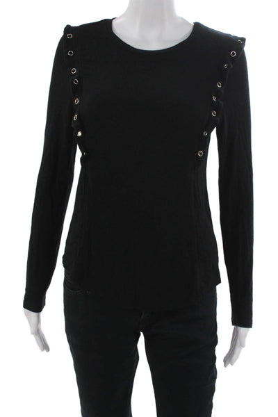 Generation Love Womens Basic Modal Long Sleeve Round Neck T-Shirt Black Size S