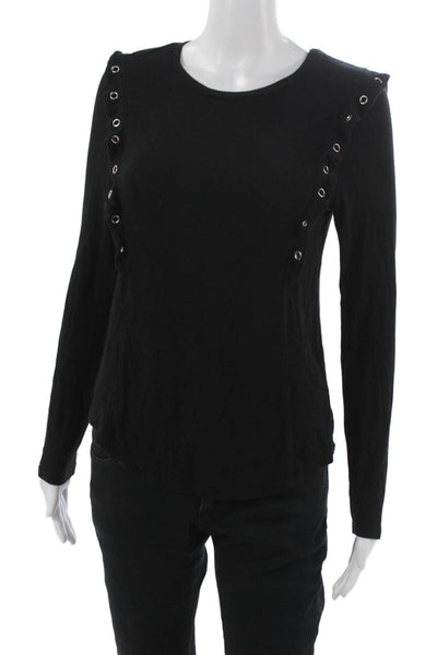 Generation Love Womens Basic Modal Long Sleeve Round Neck T-Shirt Black Size S