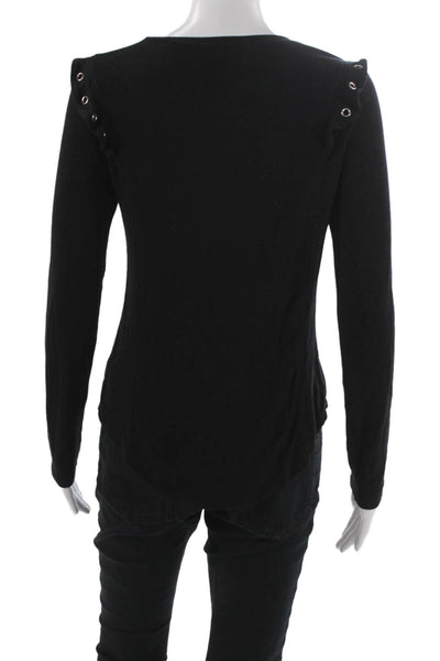 Generation Love Womens Basic Modal Long Sleeve Round Neck T-Shirt Black Size S
