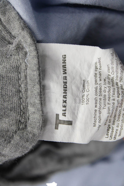 T Alexander Wang Women Cropped Colorblock Cotton Button-Up Blue Size M