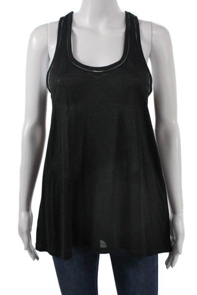 Vince Women Tunic Tank Black Scoop Neck Rayon Sleeveless Size L