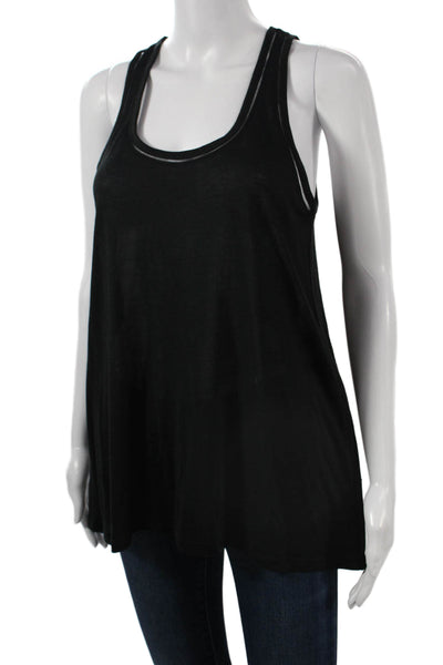 Vince Women Tunic Tank Black Scoop Neck Rayon Sleeveless Size L