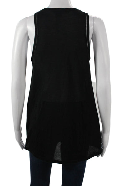 Vince Women Tunic Tank Black Scoop Neck Rayon Sleeveless Size L