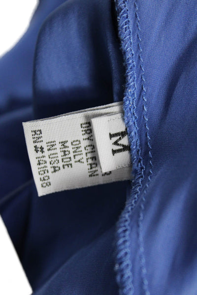 Ramy Brook Women Blue V-Neck Basic Blouse Short Sleeve Polyester Size M