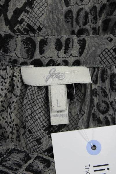 Joie Women Tunic Blouse Vneck Longsleeve Gray Animal Print Silk Size L
