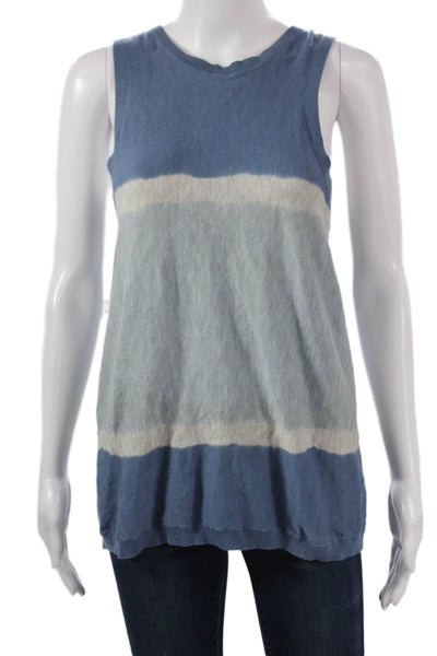 Theory Women Basic Blue Cotton Striped Sleeveless Round Neck Tank Size PP