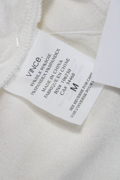 Vince Women Tank Silk Blend Scoop Neck Sleeveless White Pullover Size M