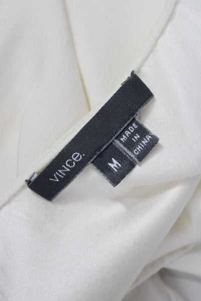 Vince Women Tank Silk Blend Scoop Neck Sleeveless White Pullover Size M