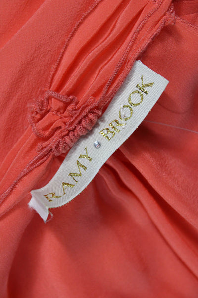 Ramy Brook Womens Silk Cowl Neck Short Sleeve Blouse Orange Size M