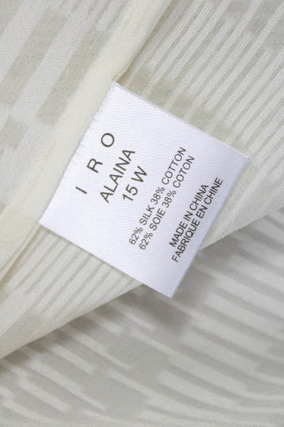IRO Women Tunic Button-Up Striped Collared Ivory Long Sleeve Silk Size 38