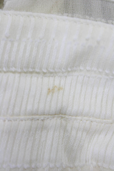 IRO Women Tunic Button-Up Striped Collared Ivory Long Sleeve Silk Size 38