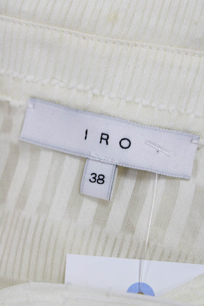 IRO Women Tunic Button-Up Striped Collared Ivory Long Sleeve Silk Size 38
