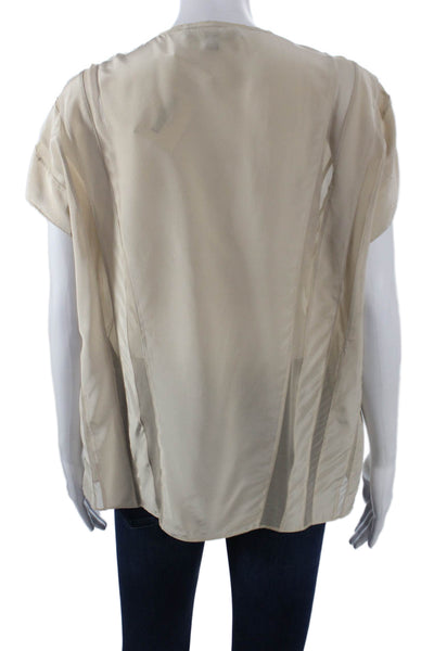 Elizabeth & James Women Silk V-Neck Sleeveless Beige Blouse Size S