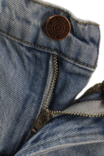 Frame Women Mom Shorts Blue 80% Regenerative Cotton Button Size 26