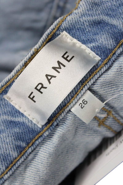 Frame Women Mom Shorts Blue 80% Regenerative Cotton Button Size 26