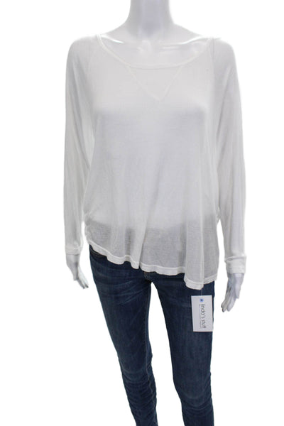 Michael Lauren Womens Long Sleeve Scoop Neck Micro Modal T-Shirt White Size XS