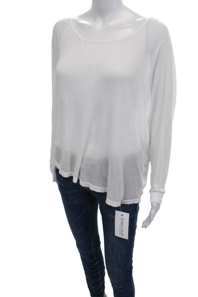 Michael Lauren Womens Long Sleeve Scoop Neck Micro Modal T-Shirt White Size XS
