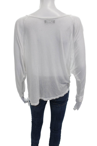 Michael Lauren Womens Long Sleeve Scoop Neck Micro Modal T-Shirt White Size XS