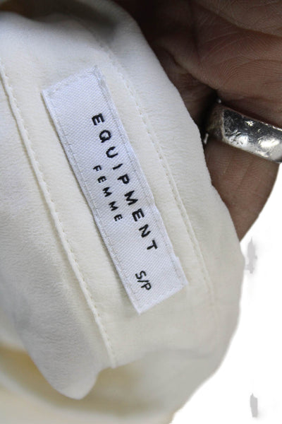 Equipment Femme Women Ivory Silk Collared Sleeveless Blouse Button Size S