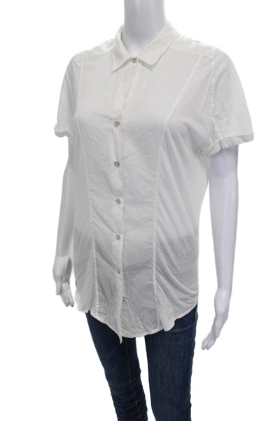 Helmut Lang Women White Cotton Button-Up Short Sleeve Petites Size P2XL