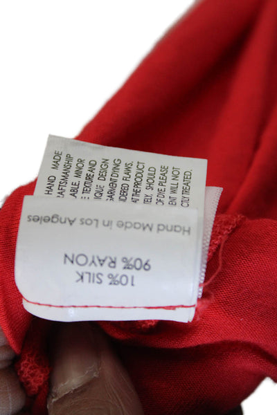 Enza Costa Women Basic Silk Red Scoop Neck Sleeveless Tank Size M